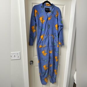 Kozies Cozy Blue Fleece Cat Print Pajamas S M